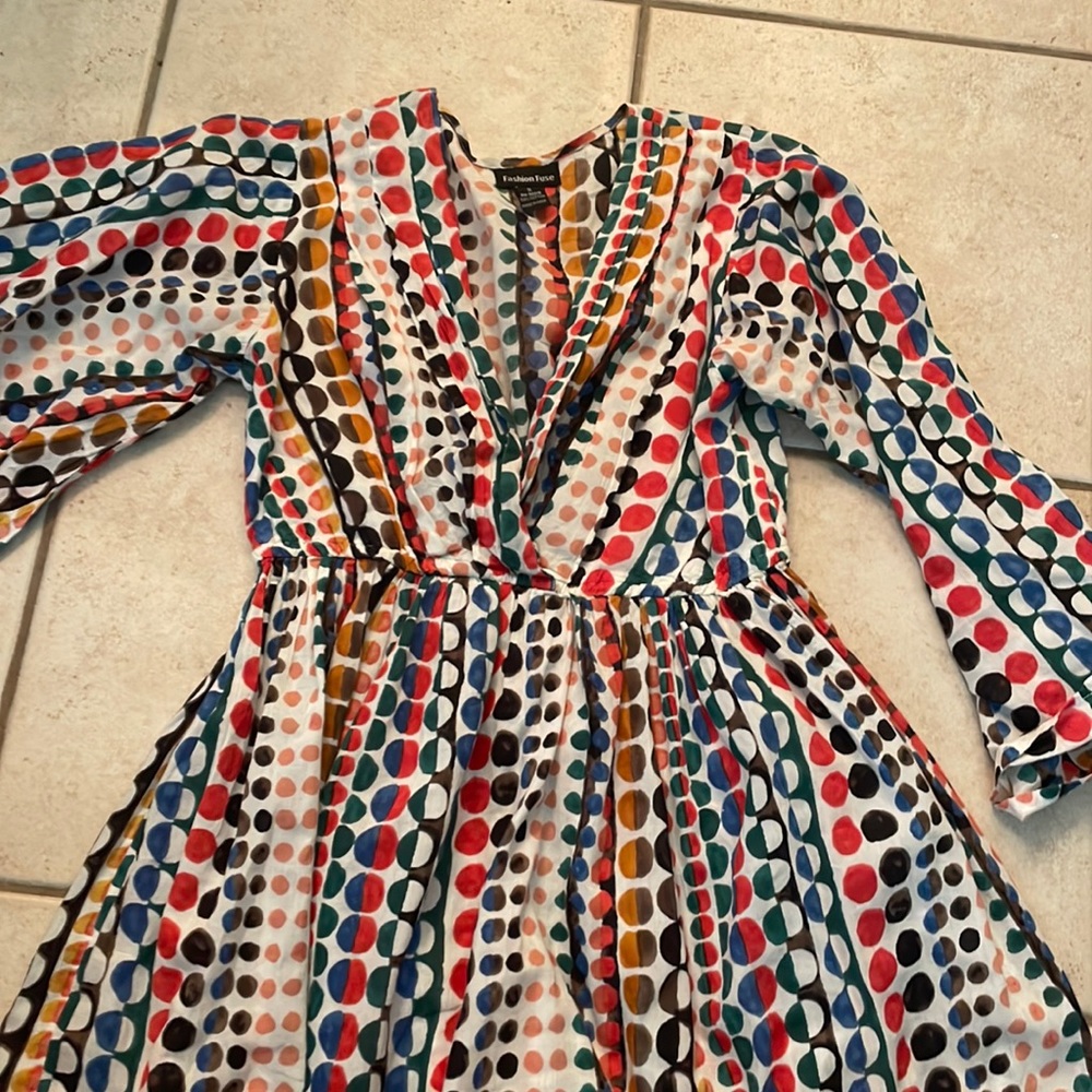 Polka dot dress with bell sleeves